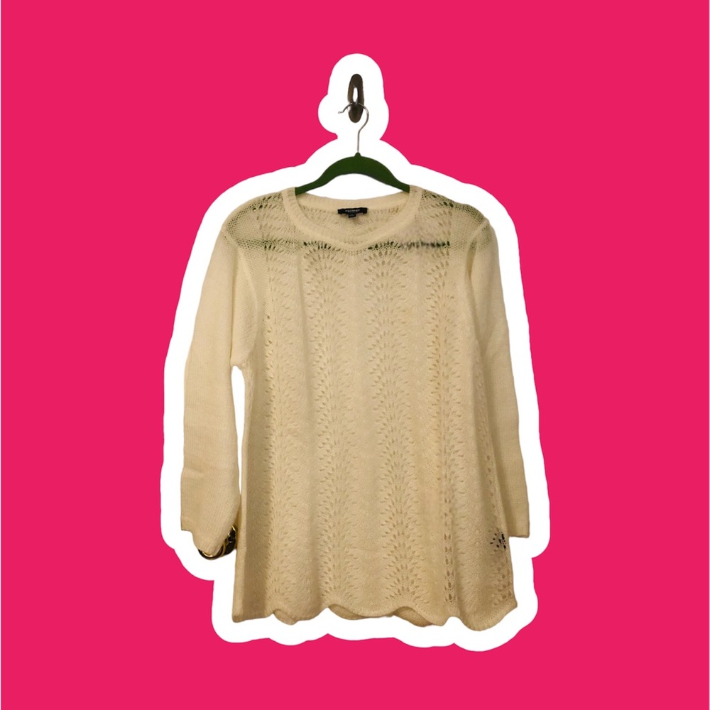 NWOT white Premise crocheted sweater